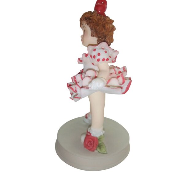 Enesco 2001 All About Dance Figurine Polka Dot Dress Girl With Bow Hand-Painted - Picture 3 of 6